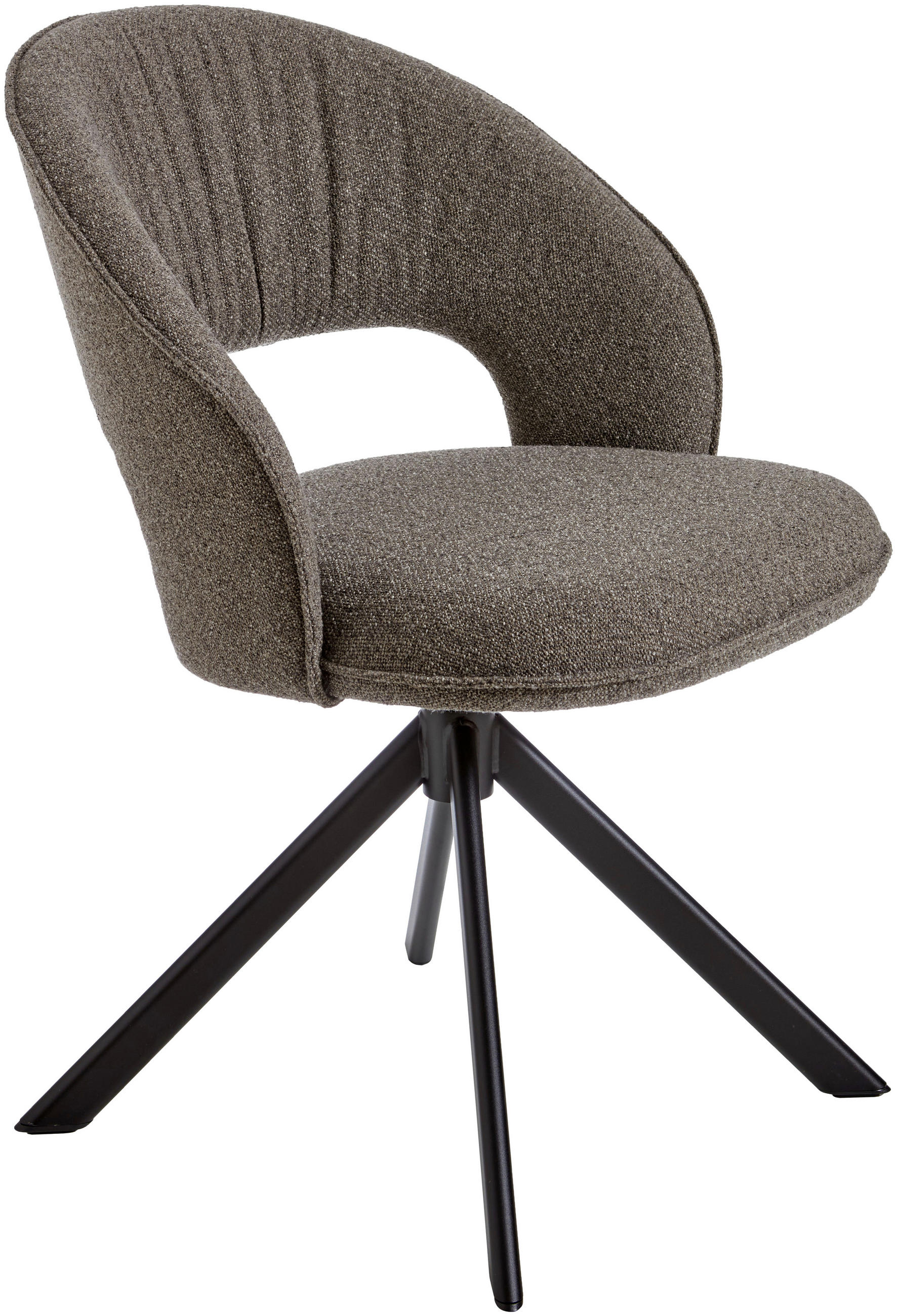 STUHL  Stoffauswahl, Sitzfläche 360° drehbar Bouclé  - Schwarz/Braun, Basics, Textil/Metall (60/88,5/64cm) - Celina Home