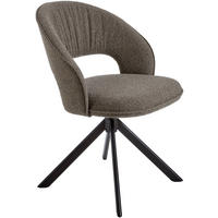 STUHL  Stoffauswahl, Sitzfläche 360° drehbar Bouclé  - Schwarz/Braun, Basics, Textil/Metall (60/88,5/64cm) - Celina Home