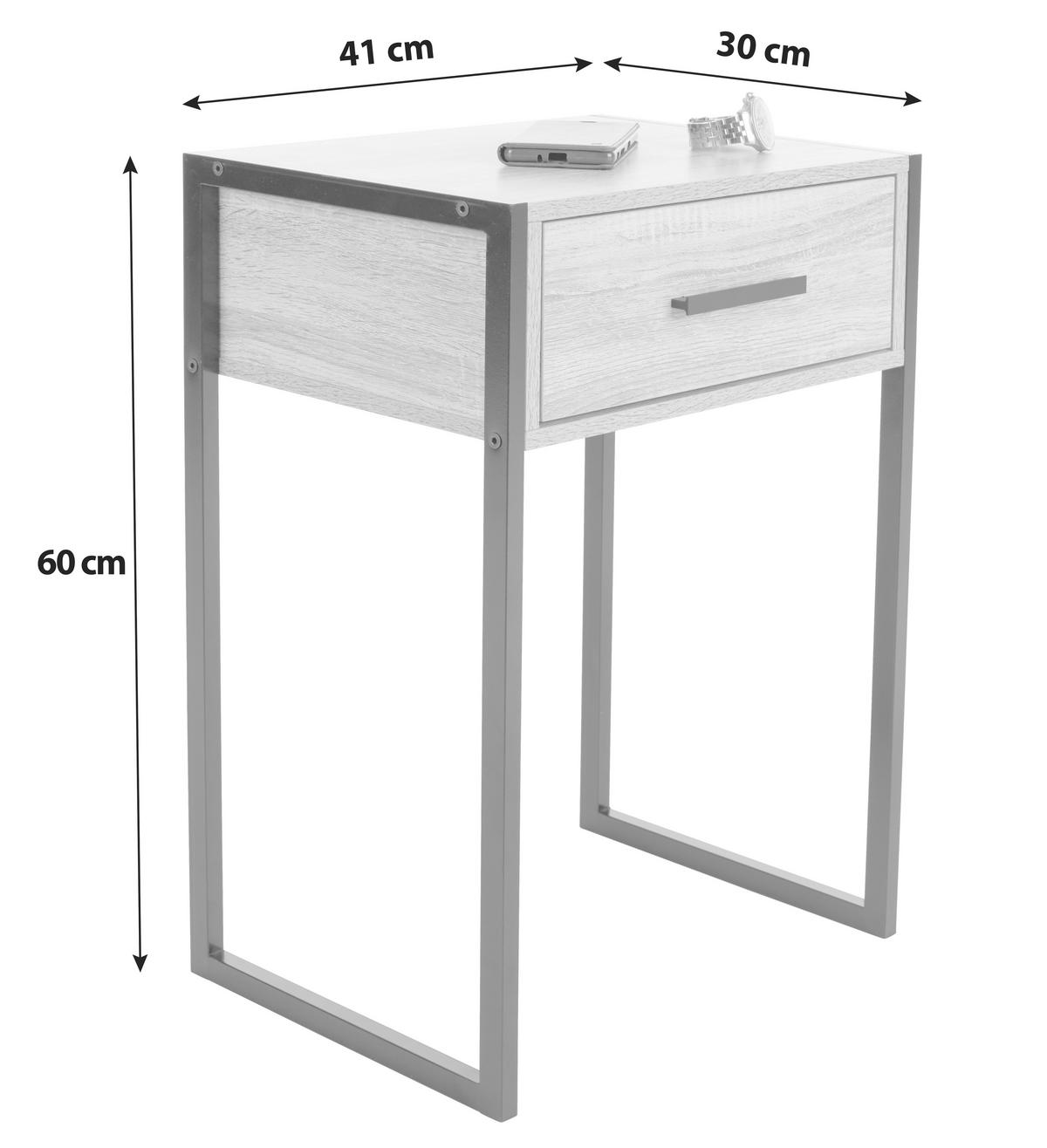 NACHTSCHRANK 41/60/30 cm  - Schwarz/Weiß, MODERN, Holzwerkstoff/Metall (41/60/30cm) - Livetastic