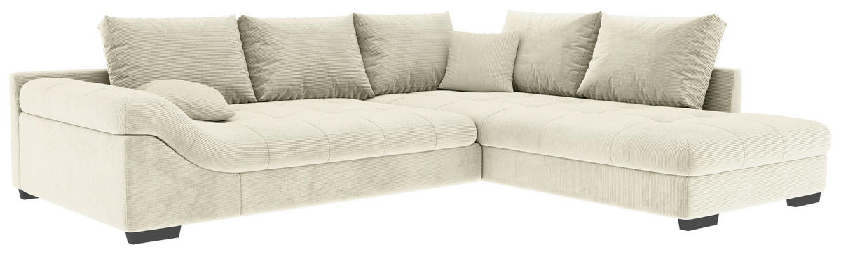 ECKSOFA Naturfarben Cord  - Schwarz/Naturfarben, KONVENTIONELL, Holz/Textil (298/202cm) - Carryhome