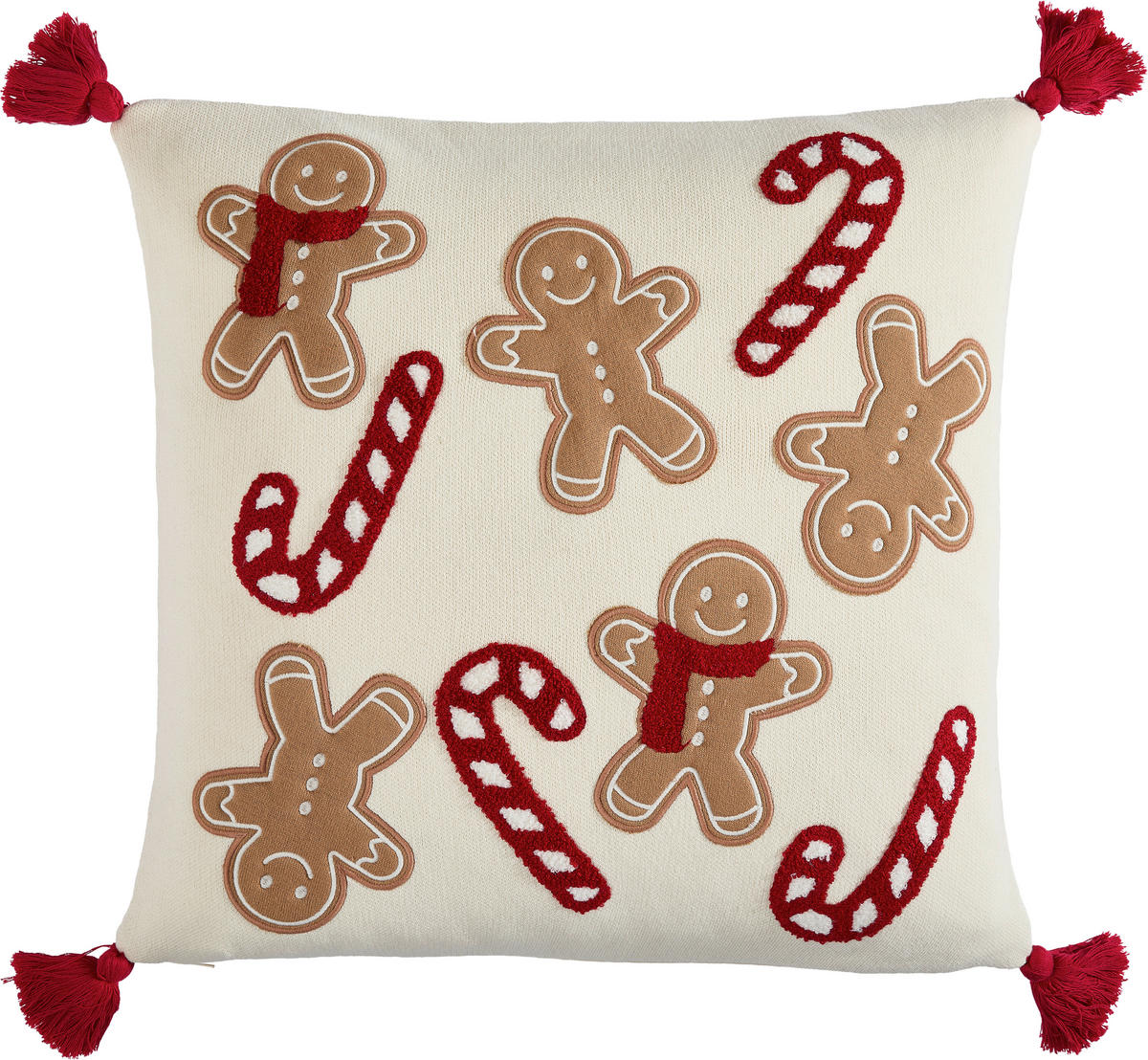 ZIERKISSEN GINGY 50/50 cm  - Beige/Rot, Textil (50/50cm) - X-Mas