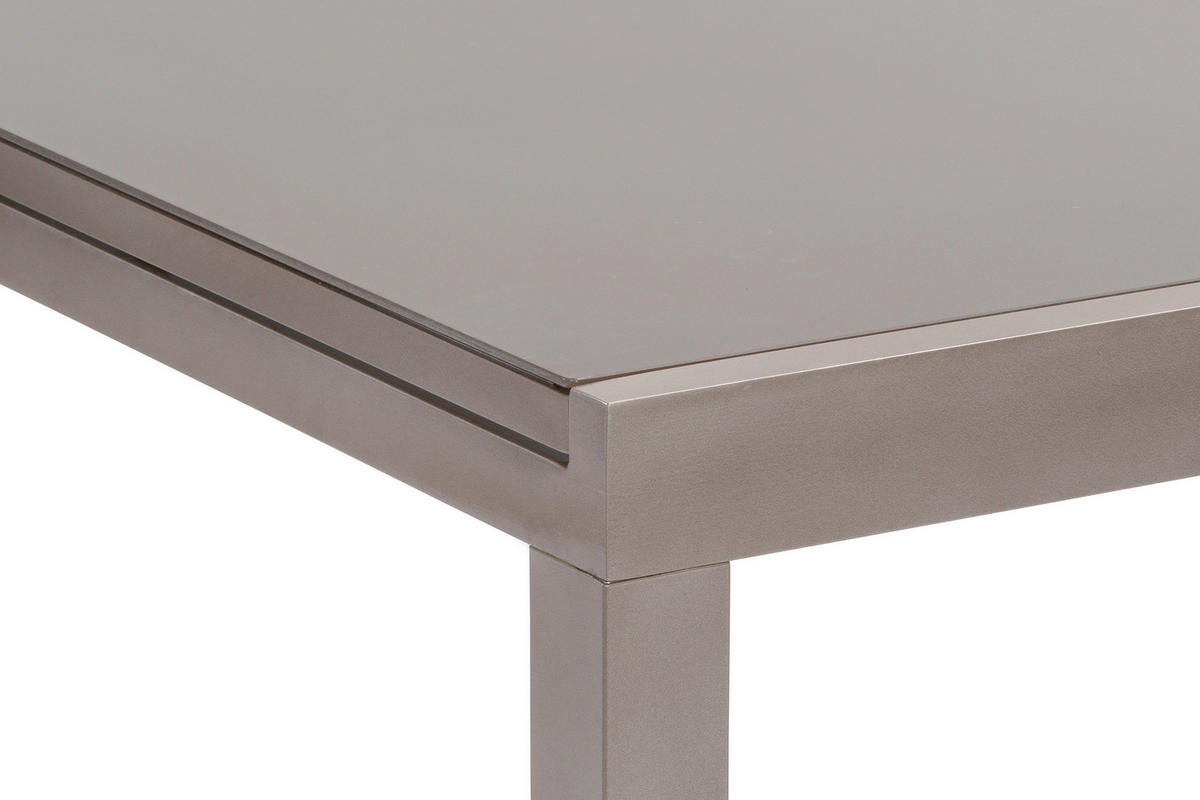 GARTENTISCHGRUPPE beschichtet Aluminium  - Taupe/Braun, KONVENTIONELL, Glas/Textil - Gardenson