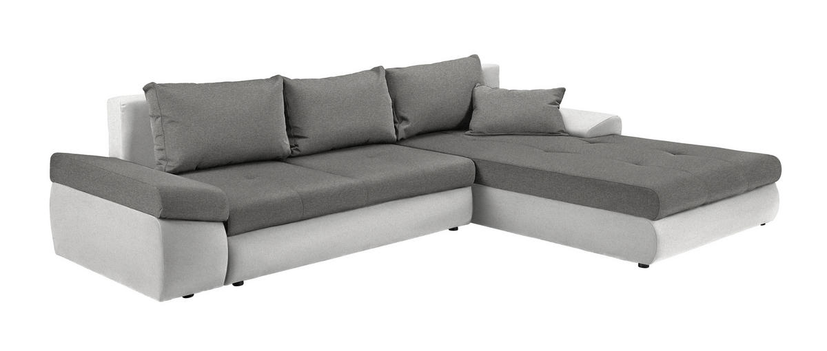 ECKSOFA Grau, Beige Webstoff  - Beige/Schwarz, Design, Kunststoff/Textil (313/215cm) - Carryhome