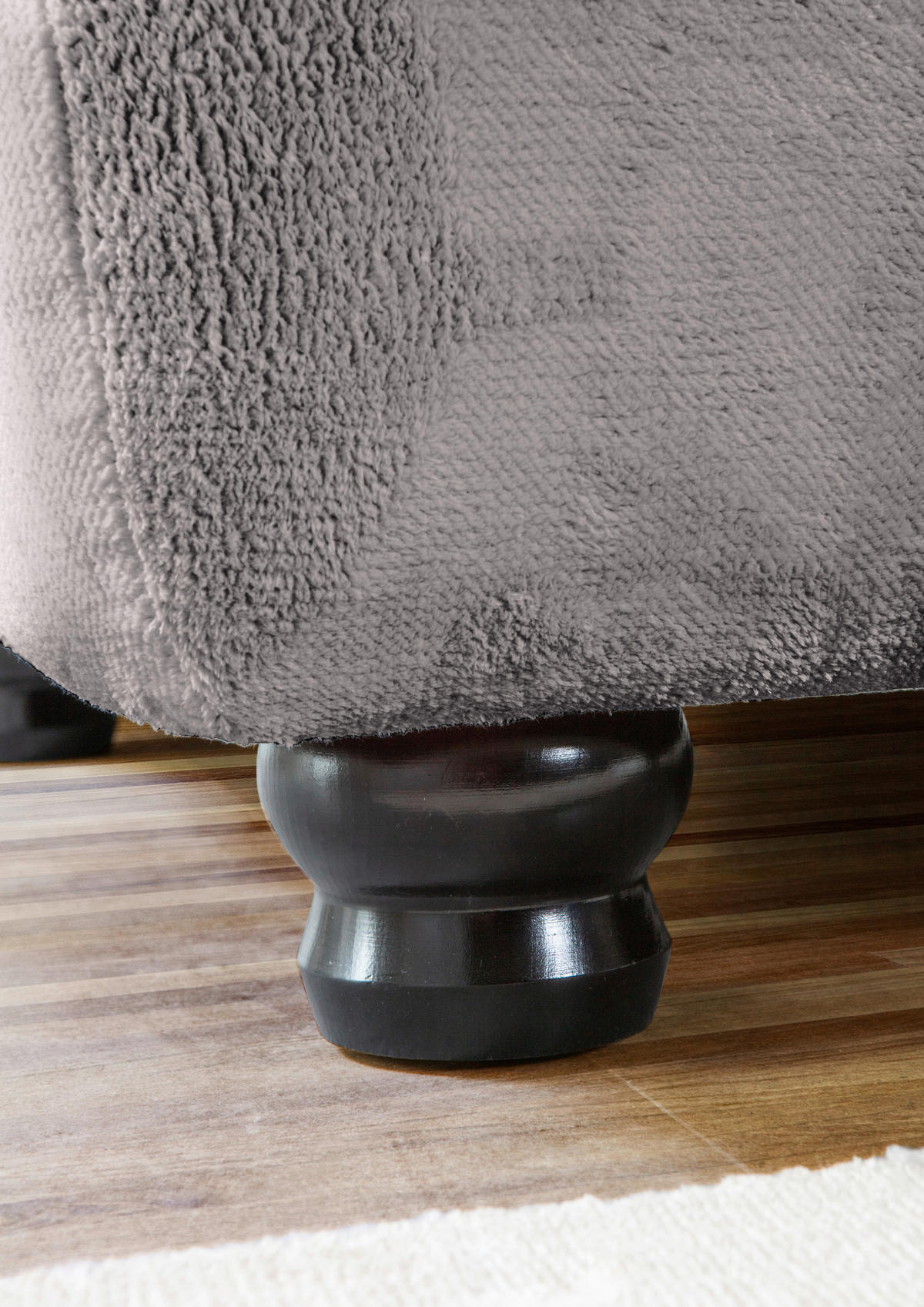 ECKSOFA  in Plüsch Grau  190/288 cm  - Dunkelbraun/Grau, KONVENTIONELL, Holz/Textil (190/288cm) - Carryhome