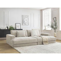 BIGSOFA LEONARD Struktur Beige  - Beige/Schwarz, MODERN, Kunststoff/Textil (274/77/159cm)