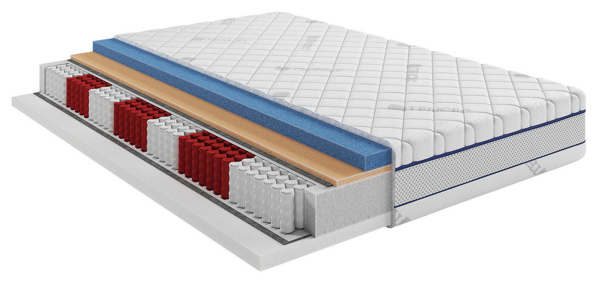 TASCHENFEDERKERNMATRATZE Energy H3/H4 100/200 cm Höhe ca. 25 cm  H3 + H4 = fest + sehr fest  - Weiss, Basics, Textil (100/200cm) - Livetastic