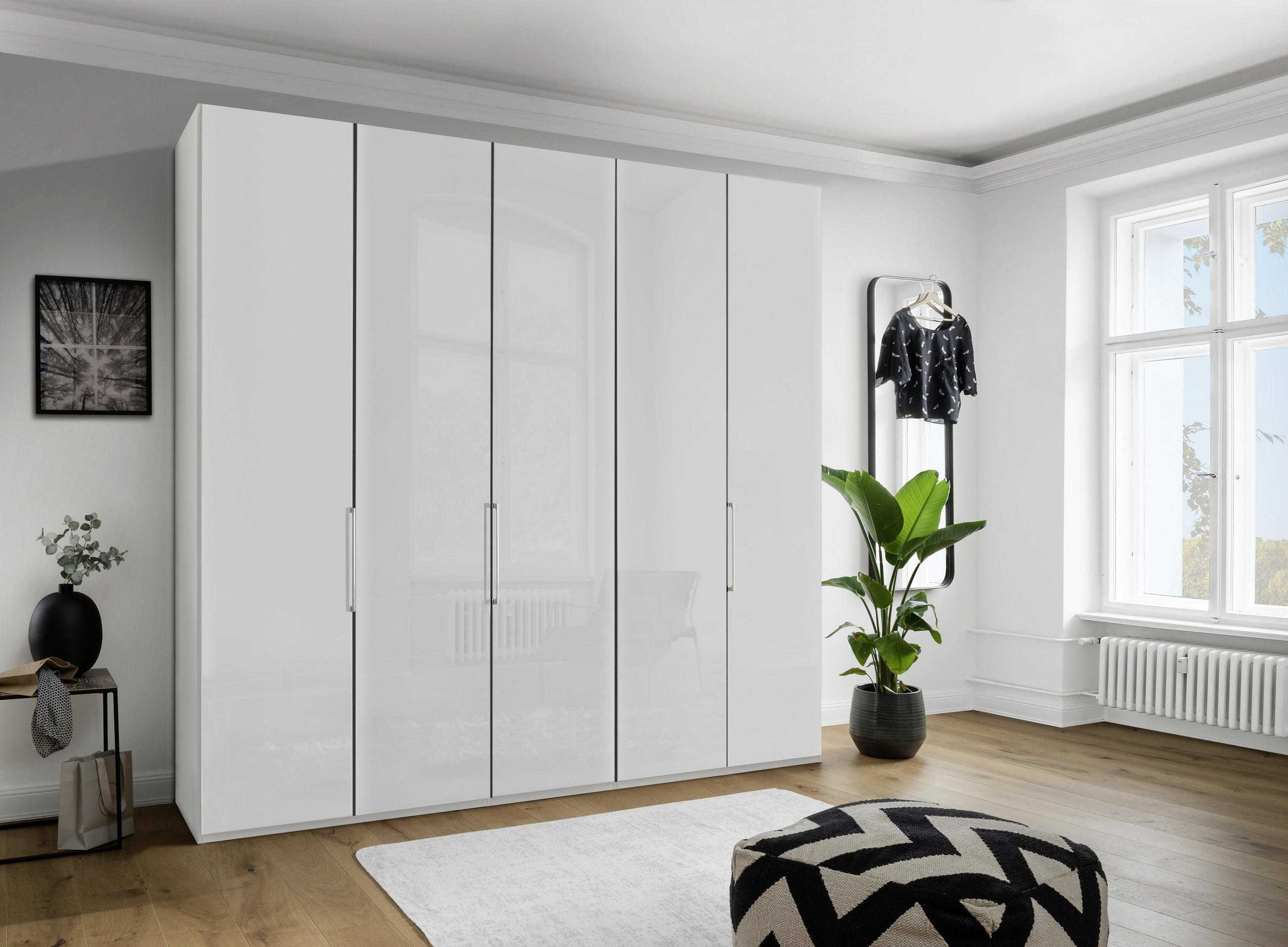 DREHTÜRENSCHRANK in Weiss  - Chromfarben/Weiss, Konventionell, Glas/Holzwerkstoff (250/236/58cm) - Dieter Knoll