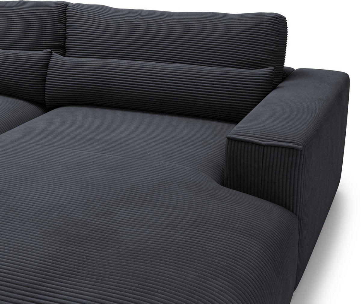 ECKSOFA Felicia Dunkelgrau Cord  - Dunkelgrau/Schwarz, Design, Kunststoff/Textil (267/187cm) - Stylife