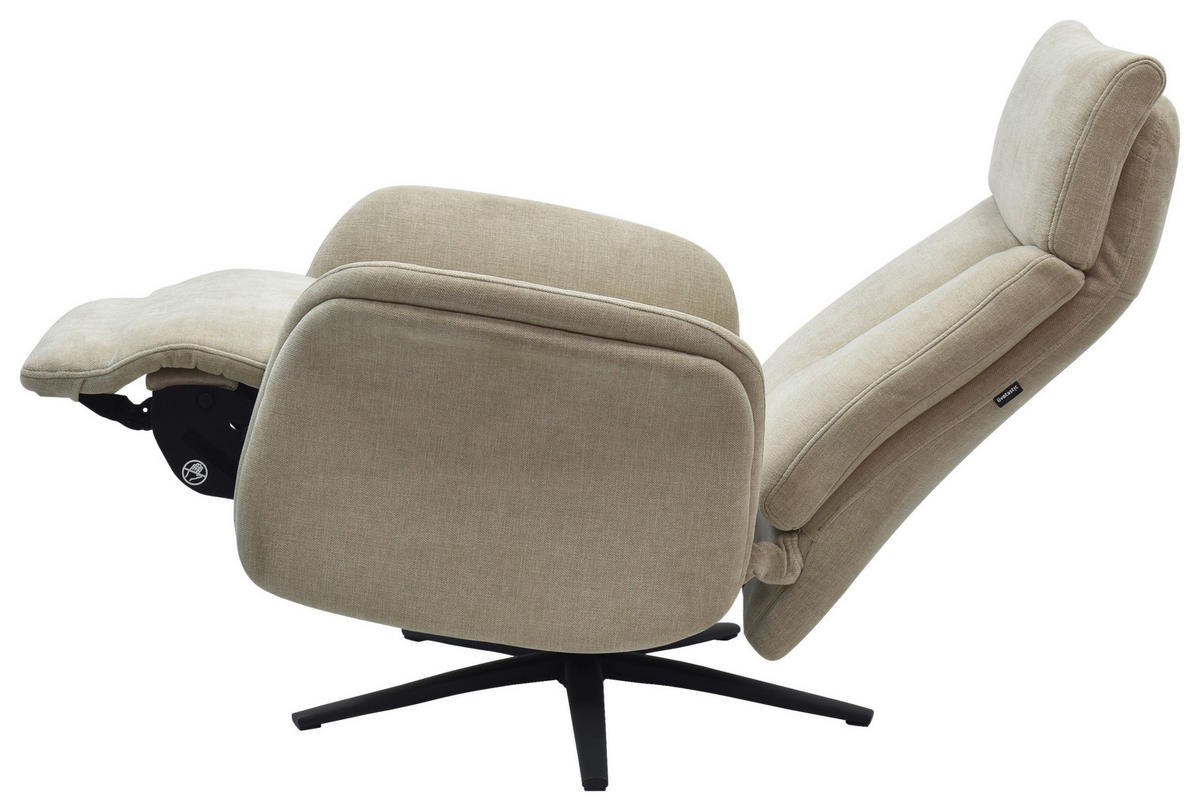 RELAXSESSEL Webstoff    - Beige/Schwarz, Design, Holz/Textil (75/109/84/148/84cm) - Livetastic