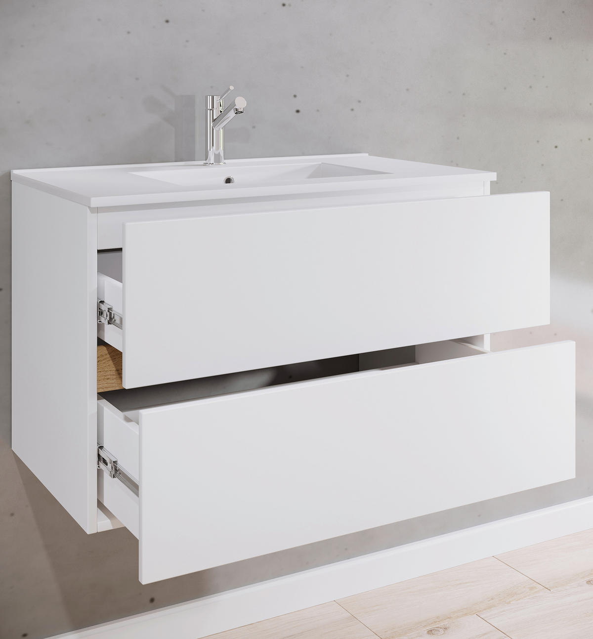 BADEZIMMER 2-teilig  - Honigeiche/Weiss, Trend, Keramik/Holzwerkstoff (81/51/47cm) - MID.YOU