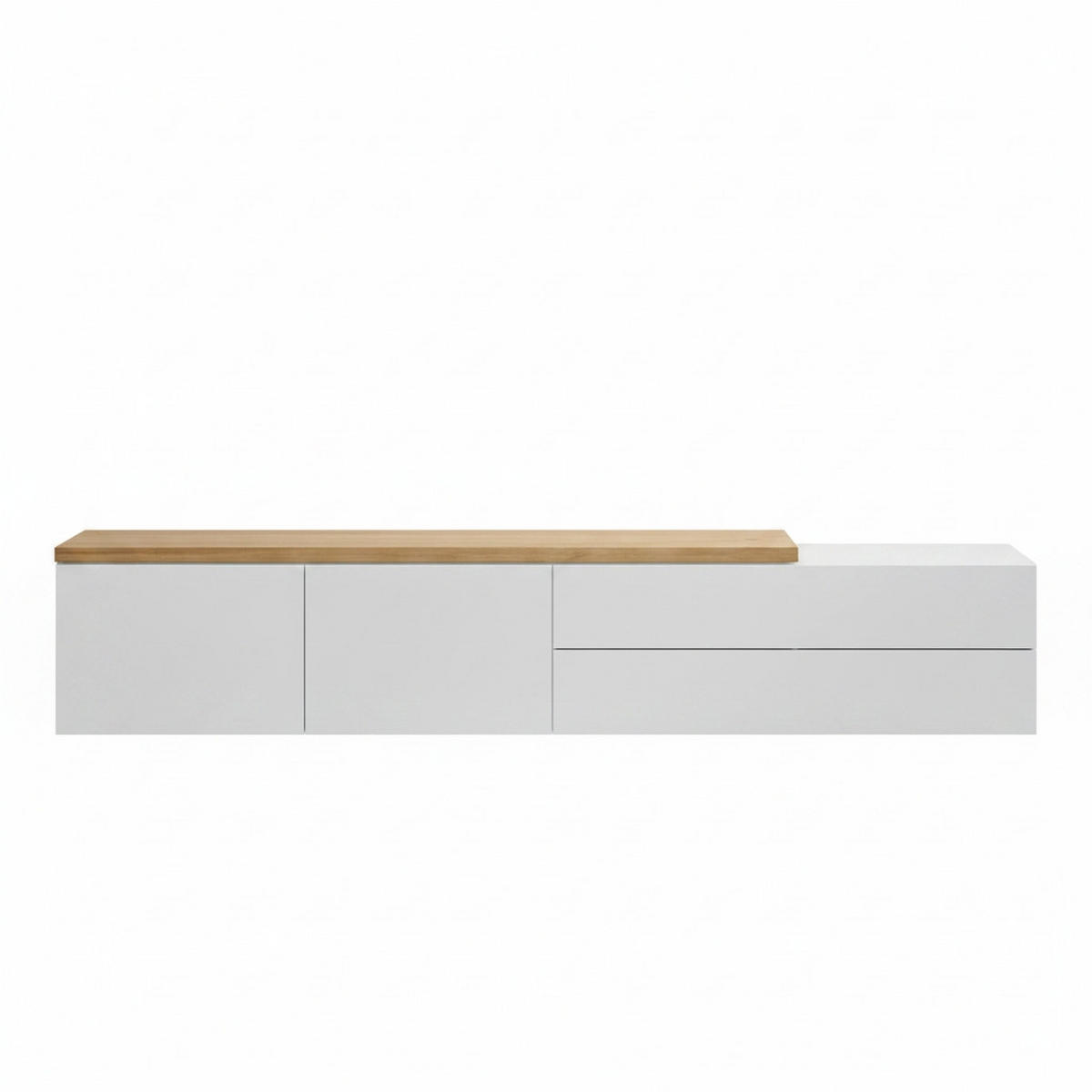 LOWBOARD  240/44/35 cm 2 Schublade(n) hängend  - Eichefarben/Weiß, KONVENTIONELL, Holz/Holzwerkstoff (240/44/35cm) - Xora