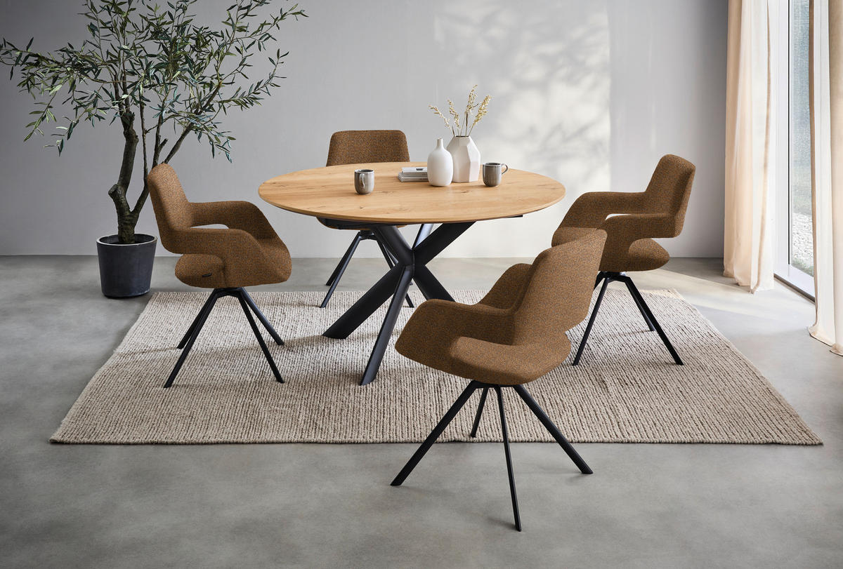 ARMLEHNSTUHL Stahl Struktur  - Cognac/Anthrazit, Design, Textil/Metall (59/86/63cm) - Venjakob