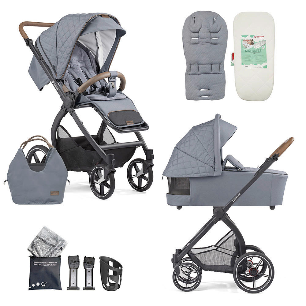 KINDERWAGENSET  FX4 Swing Set  Asphalt Grau  - Schwarz/Grau, Basics, Textil (100/55/130cm) - Gesslein