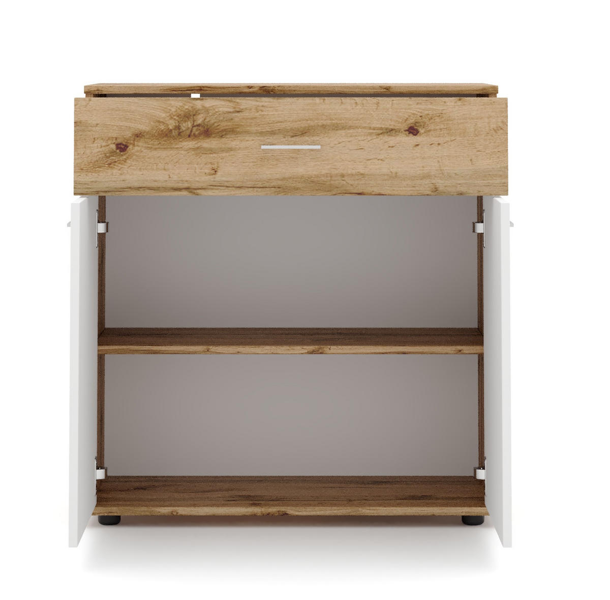 GARDEROBE 5-teilig  in 240/190/35 cm  - Eiche Wotan/Weiß, KONVENTIONELL, Glas/Holzwerkstoff (240/190/35cm) - Xora