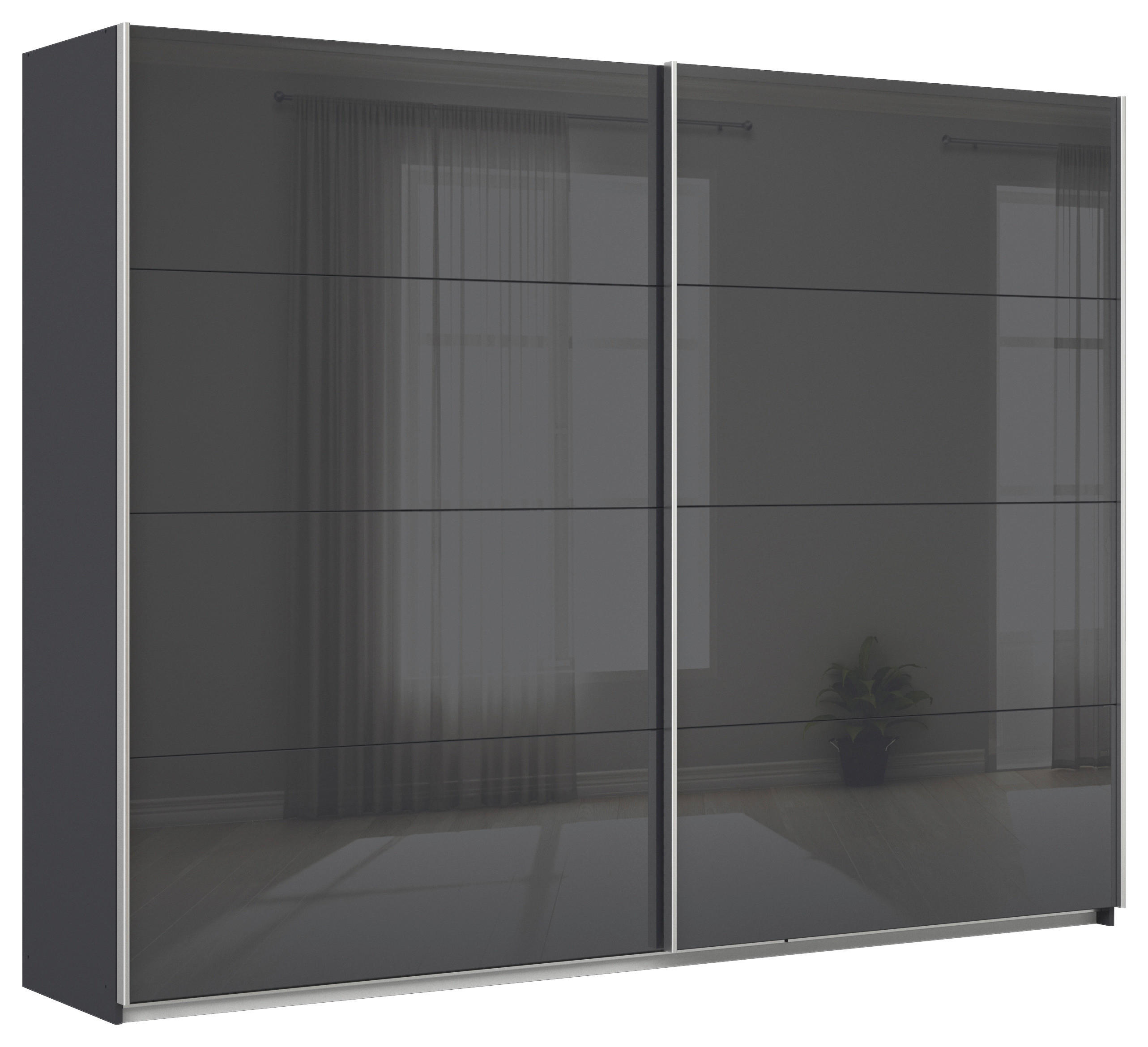 SCHWEBETÜRENSCHRANK  in Grau  - Alufarben/Grau, KONVENTIONELL, Glas/Holzwerkstoff (271/229/62cm) - Xora