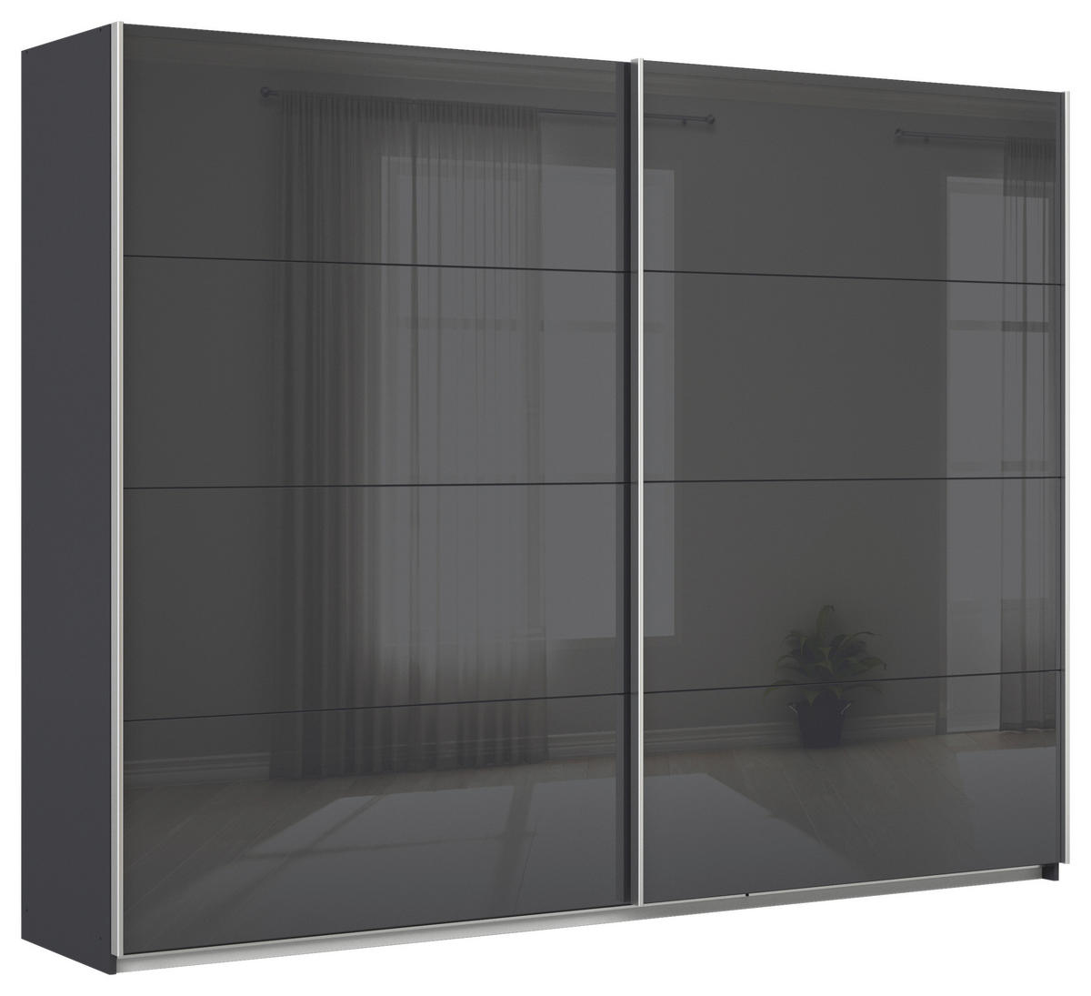 SCHWEBETÜRENSCHRANK  in Grau  - Alufarben/Grau, KONVENTIONELL, Glas/Holzwerkstoff (271/229/62cm) - Xora