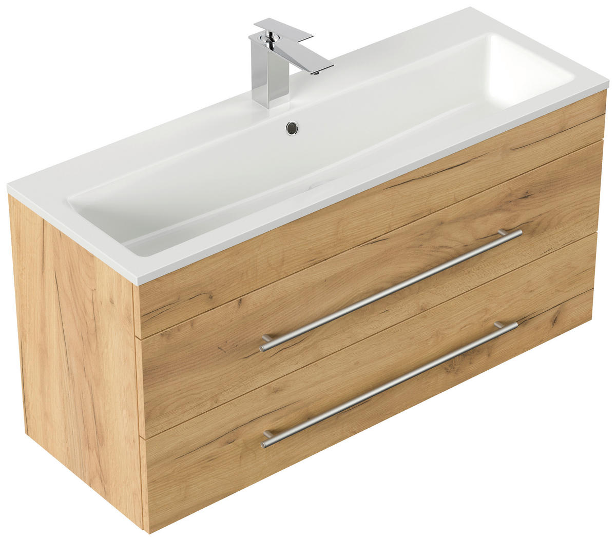 BADEZIMMER  in 100 cm  - Eichefarben/Silberfarben, MODERN, Keramik/Holzwerkstoff (100cm) - MID.YOU