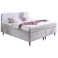 BOXSPRINGBETT 140/200 cm,  in Hellgrau, Matratze, Topper, H3 = fest  - Hellgrau/Schwarz, KONVENTIONELL, Holz/Textil (140/200cm) - Boxxx