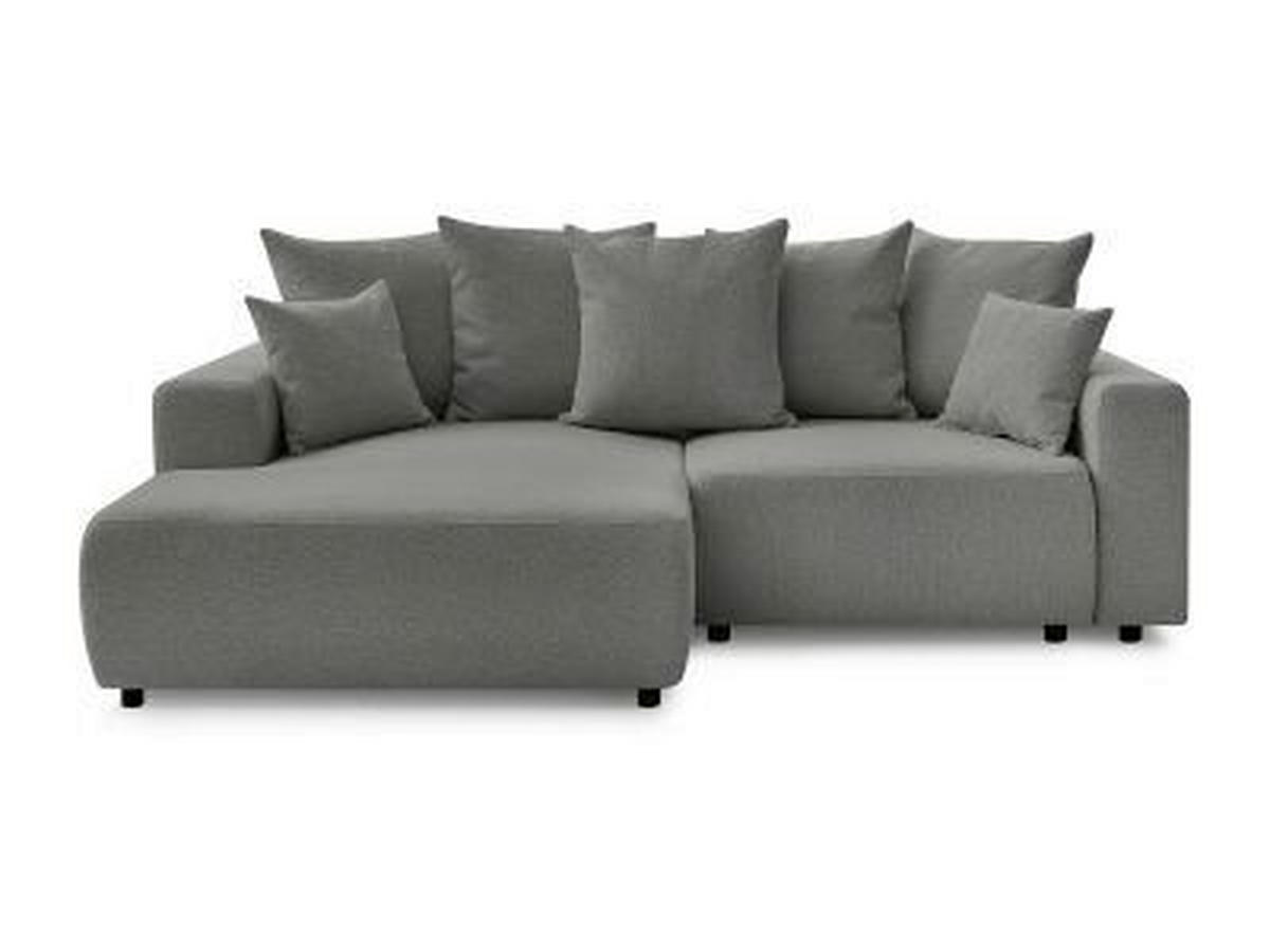 ECKSOFA Ottomane links  ATILLA Dunkelgrau Flachgewebe  - Dunkelgrau/Schwarz, MODERN, Kunststoff/Textil (149/244cm)