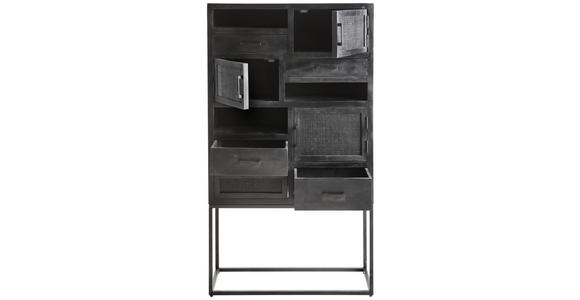 HIGHBOARD Mangoholz, Rattan massiv Schwarz  - Schwarz, KONVENTIONELL, Holz/Metall (90/160/37cm) - Ambia Home