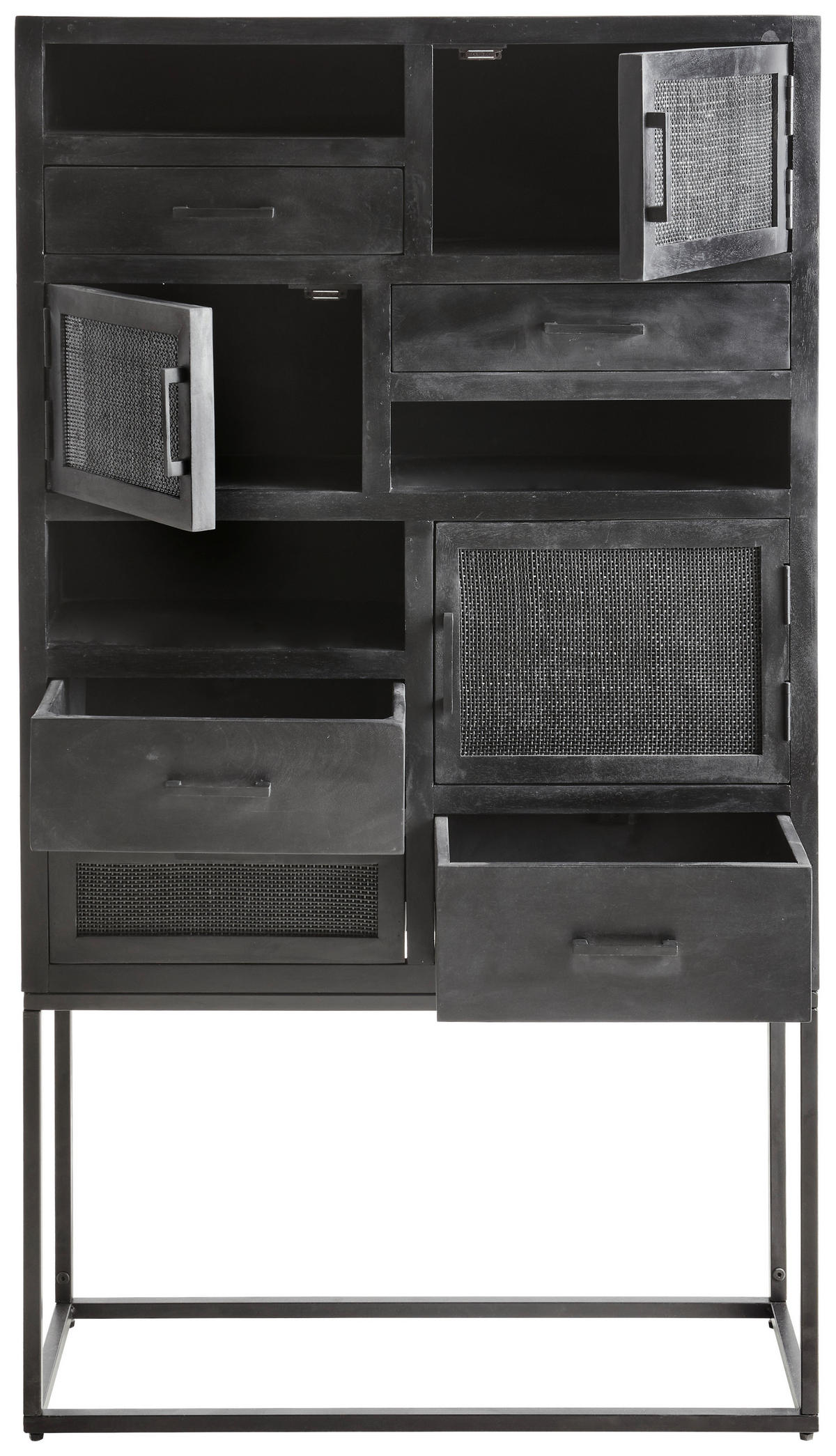 HIGHBOARD  in 90/160/37 cm  - Schwarz, KONVENTIONELL, Holz/Metall (90/160/37cm) - Ambia Home
