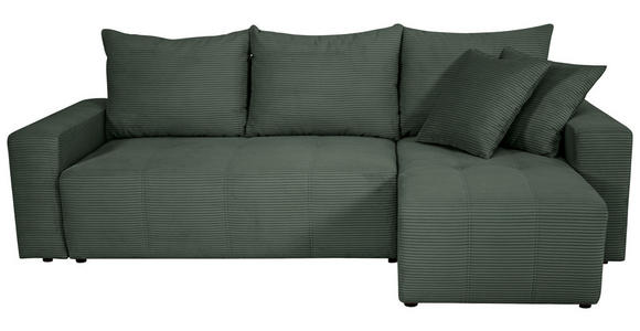 ECKSOFA inkl. Funktion Waldgrün Cord - Waldgrün/Schwarz, Design, Kunststoff/Textil (248/146cm) - Xora