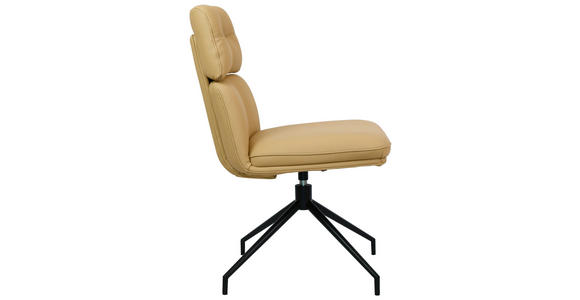 STUHL Echtleder Schwarz, Karamell  - Karamell/Schwarz, Design, Leder/Metall (50/92/64,5cm) - Dieter Knoll