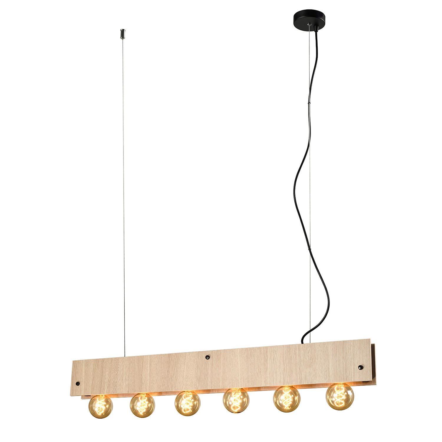 HÄNGELEUCHTE 100/9/150 cm  - Eichefarben/Schwarz, Natur, Metall (100/9/150cm)