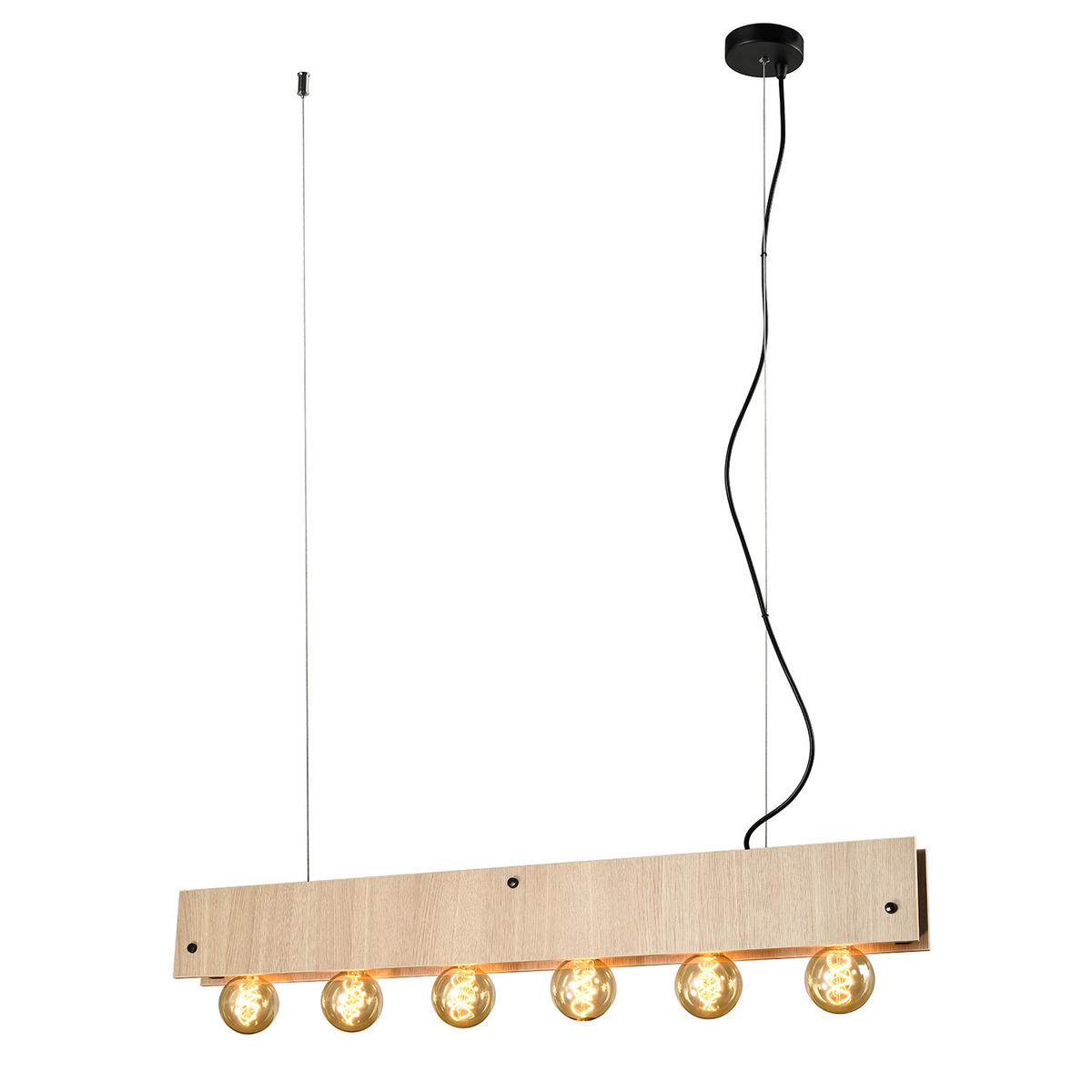 HÄNGELEUCHTE 100/9/150 cm   - Eichefarben/Schwarz, Natur, Metall (100/9/150cm)