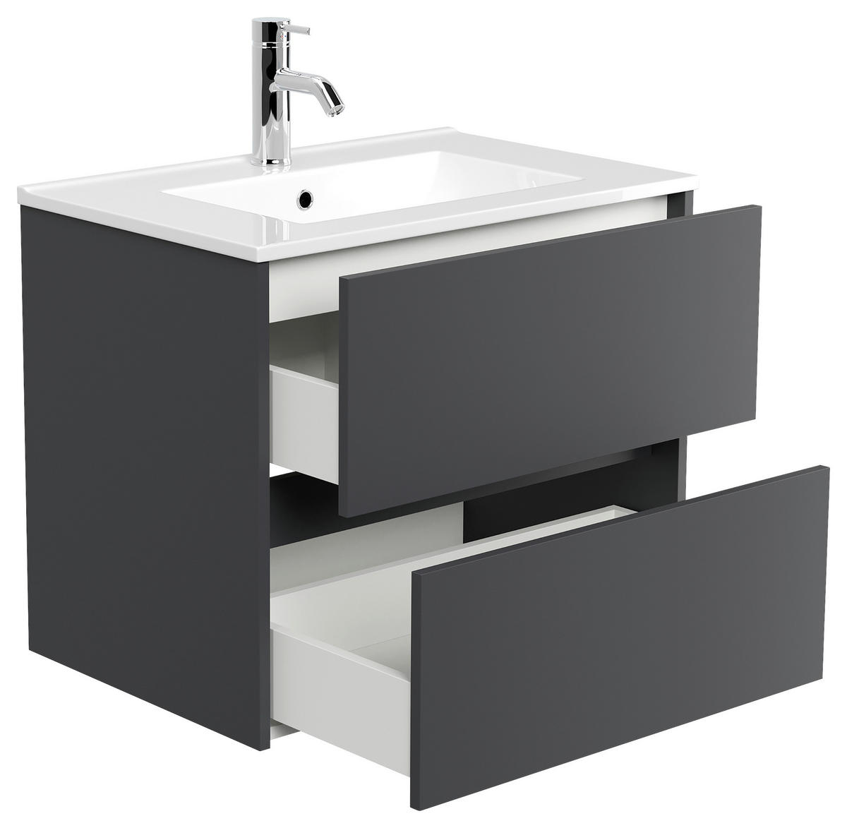 WASCHTISCHKOMBI 70 cm  - Graphitfarben/Weiß, MODERN, Keramik/Holzwerkstoff (70cm) - MID.YOU