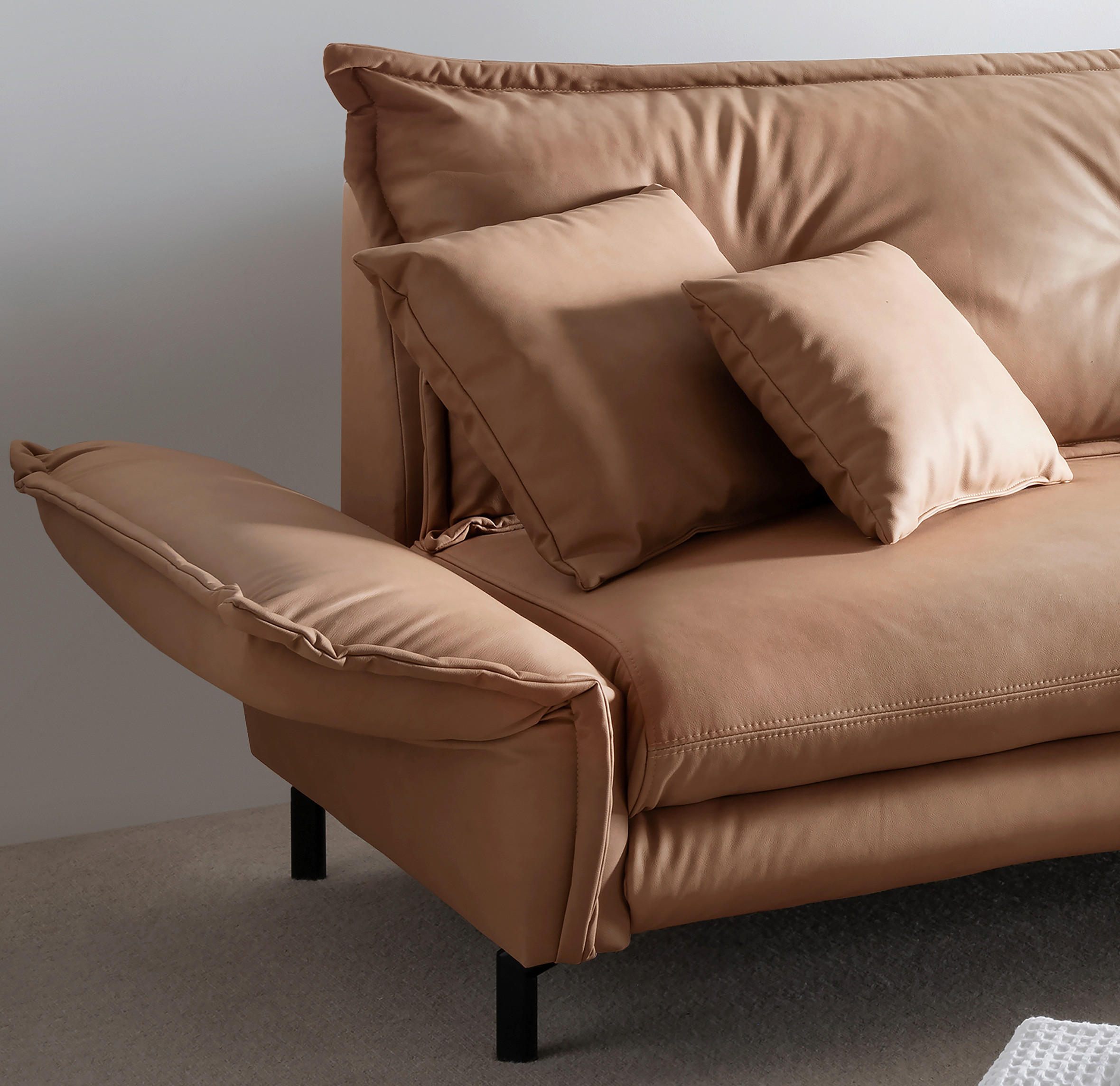 Thumbnail - Livetastic Ecksofa, Taupe, Textil, 4-Sitzer, Füllung: Schaumstoff, L-Form, Ottomane rechts, 255x180 cm, Made in Europe, ...