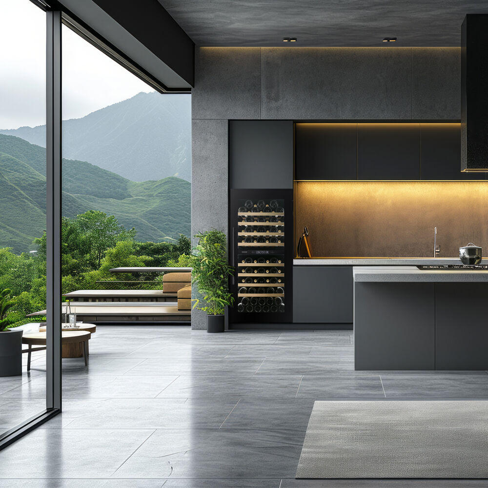 WEINKÜHLSCHRANK DVS-70.185DB  - Schwarz, Basics, Glas/Holz (59,5/121,5/68cm)