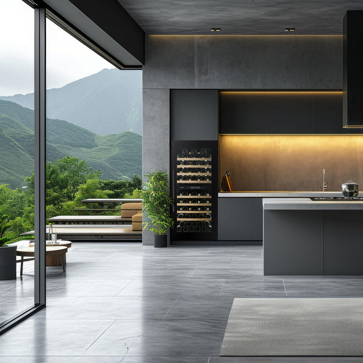 WEINKÜHLSCHRANK DVS-70.185DB  - Schwarz, Basics, Glas/Holz (59,5/121,5/68cm)