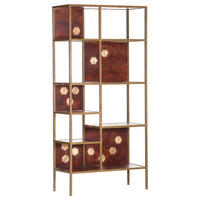 STANDREGAL  85/180/38 cm Akaziefarben, Messingfarben  - Messingfarben/Akaziefarben, Design, Holz/Metall (85/180/38cm)