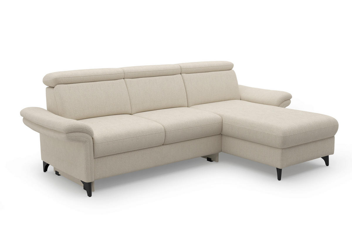 ECKSOFA GLENDALE E Sandfarben Chenille  - Sandfarben/Schwarz, KONVENTIONELL, Textil/Metall (253/166cm) - Sit & More