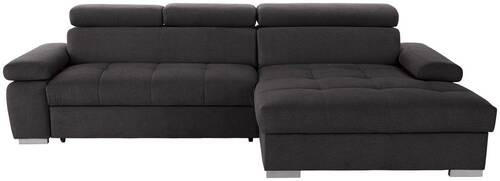 ECKSOFA in Velours Graphitfarben  - Silberfarben/Graphitfarben, Design, Holz/Textil (292/183cm) - Livetastic