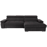ECKSOFA in Velours Graphitfarben  - Silberfarben/Graphitfarben, Design, Holz/Textil (292/183cm) - Livetastic
