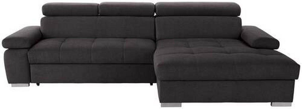 ECKSOFA in Velours Graphitfarben  - Silberfarben/Graphitfarben, Design, Holz/Textil (292/183cm) - Livetastic