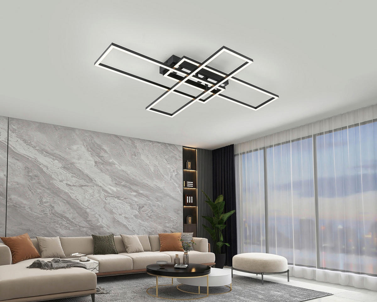 DECKENLEUCHTE 82,5/55/8 cm  - Chromfarben/Schwarz, Trend, Kunststoff/Metall (82,5/55/8cm) - Novel