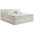 BOXSPRINGBETT 180/200 cm,  in Creme, Matratze, Topper, H3 + H4 = fest + sehr fest  - Creme/Schwarz, LIFESTYLE, Kunststoff/Textil (180/200cm) - Esposa