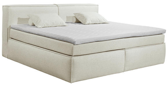 BOXSPRINGBETT 180/200 cm,  in Creme, Matratze, Topper, H3 + H4 = fest + sehr fest  - Creme/Schwarz, LIFESTYLE, Kunststoff/Textil (180/200cm) - Esposa