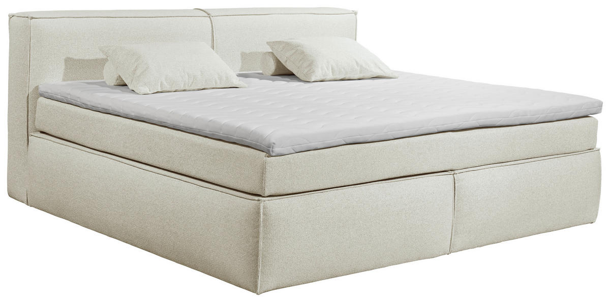 BOXSPRINGBETT 240/200 cm  in Creme  - Creme/Schwarz, LIFESTYLE, Kunststoff/Textil (240/200cm) - Boxxx