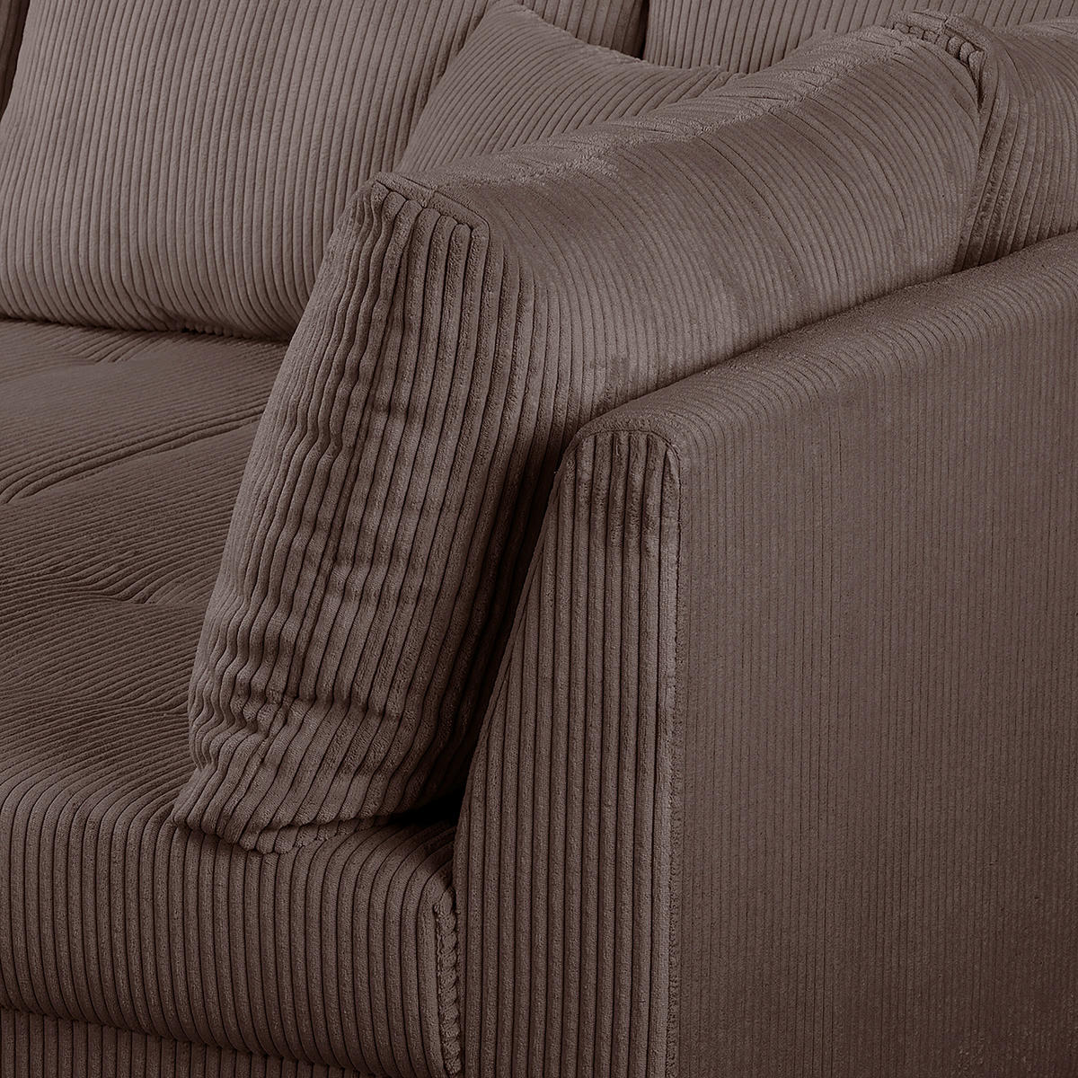 ECKSOFA inkl. Hocker Ariella Braun Cord  - Naturfarben/Braun, Design, Holz/Textil (231/161cm) - Livetastic