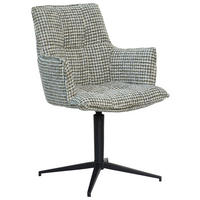 ARMLEHNSTUHL  Sitzfläche 360° drehbar, inklusive Armlehnen, automatische Rückholfunktion Chenille  Schwarz, Weiss, Olivgrün  - Weiss/Schwarz, Modern, Textil/Metall (59,5/87,5/62,5cm) - Novel