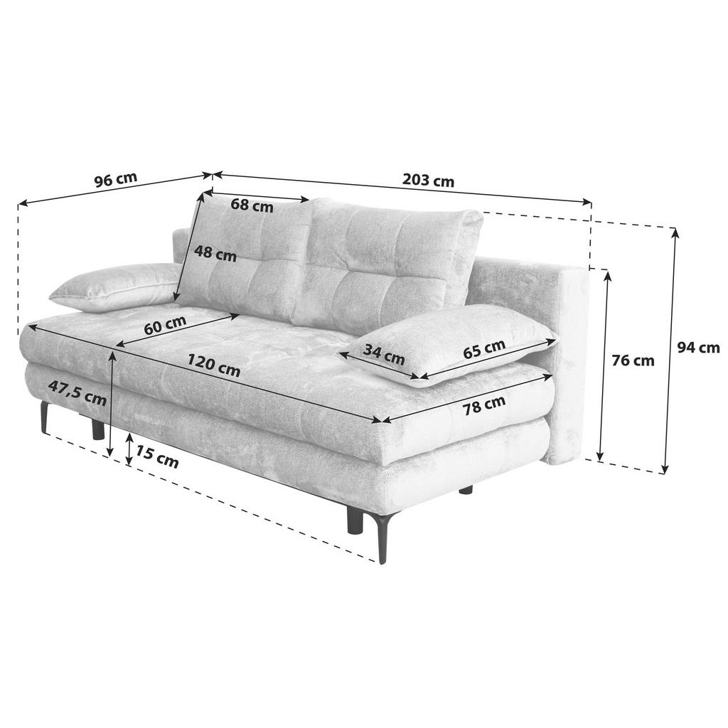 Thumbnail - Carryhome Schlafsofa, Hellbraun, Textil, 2-Sitzer, Füllung: Schaumstoffflocken,Schaumstoffflocken, 203x94x96 cm, Liegefu...