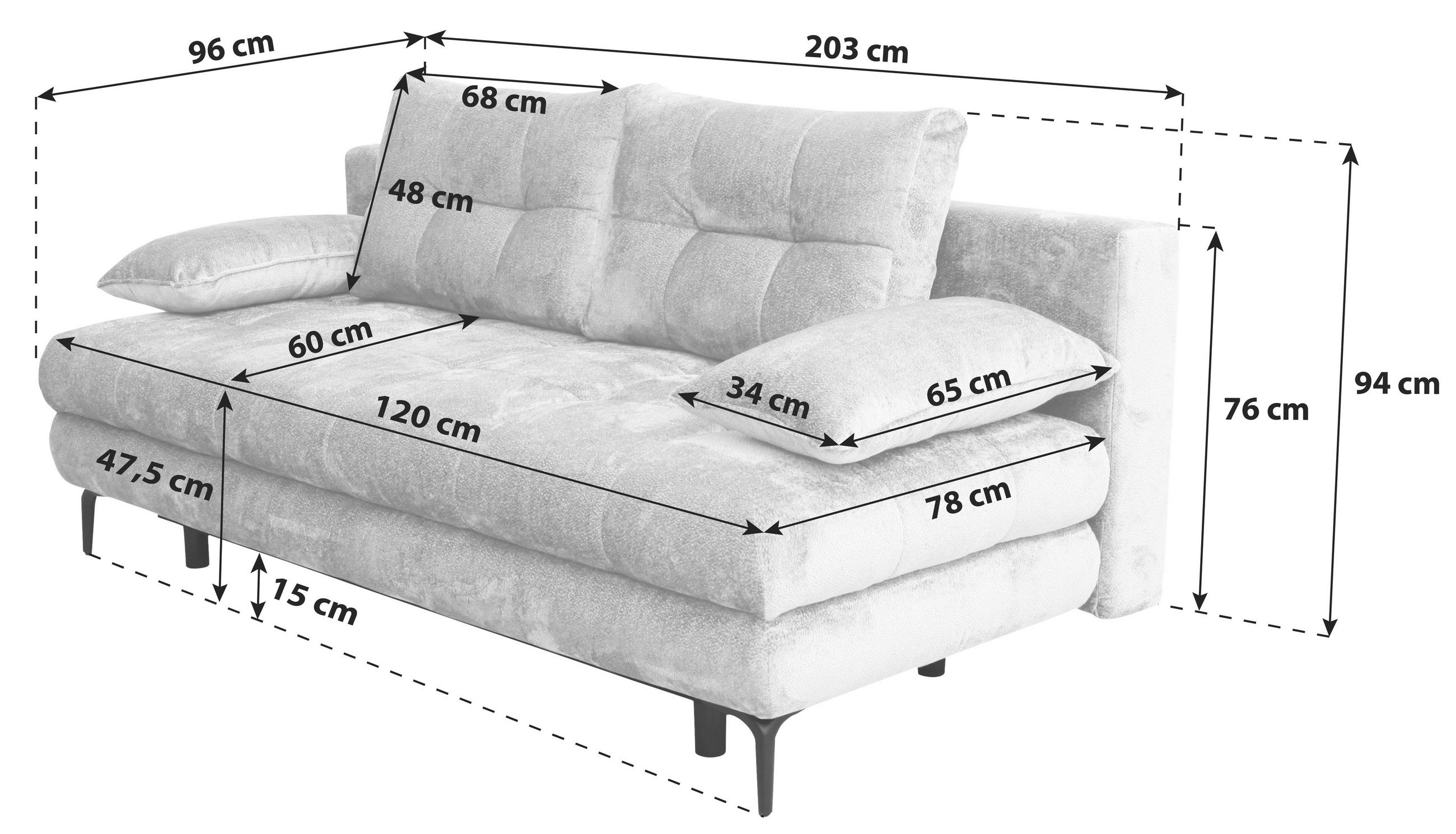 Thumbnail - Carryhome Schlafsofa, Dunkelblau, Textil, 2-Sitzer, Füllung: Schaumstoffflocken,Schaumstoffflocken, 203x94x96 cm, Liegef...