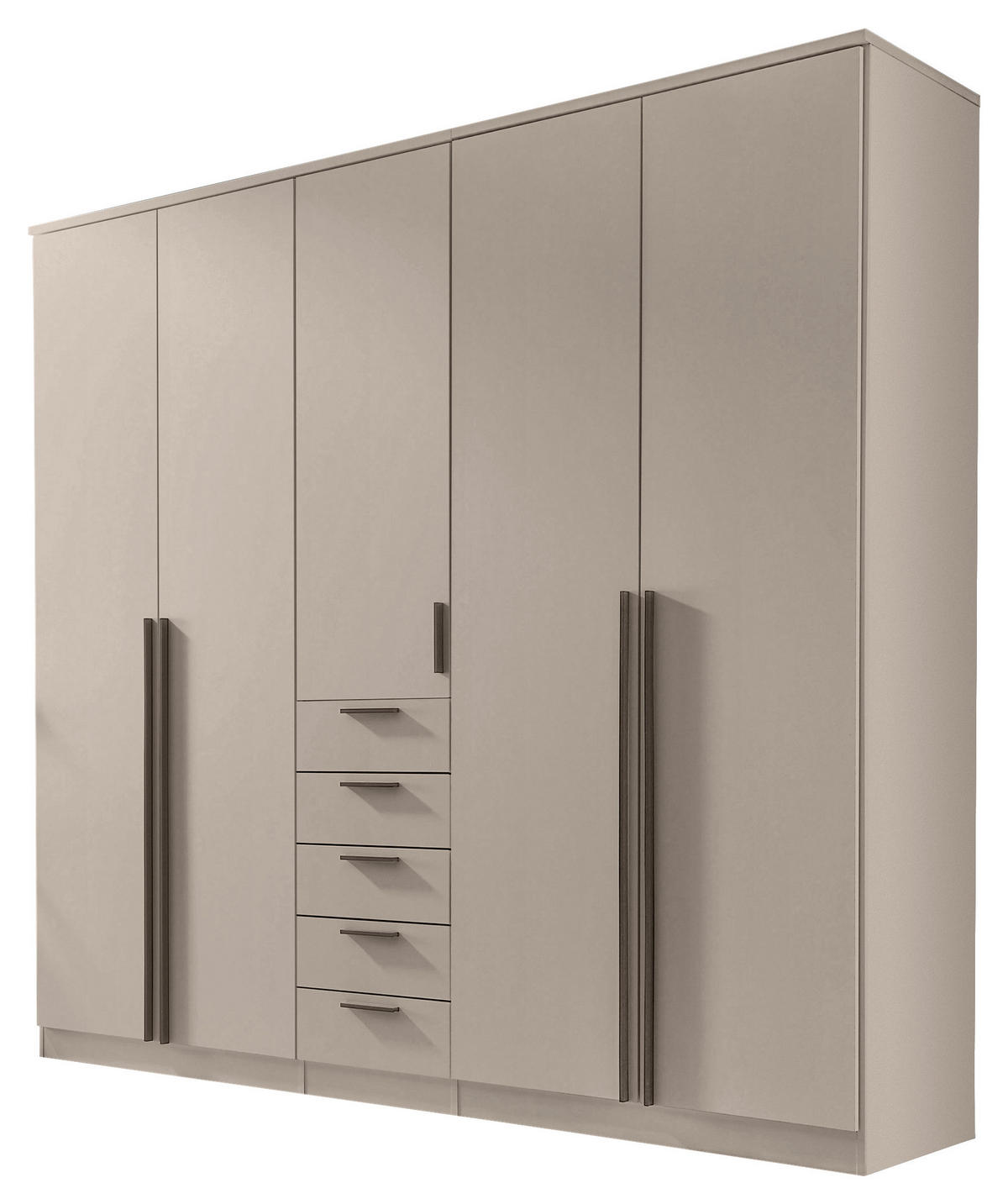 KLEIDERSCHRANK 225/210/52 cm,  in Kaschmir, 5-türig  - Kaschmir/Schwarz, KONVENTIONELL, Holzwerkstoff/Kunststoff (225/210/52cm) - Livetastic