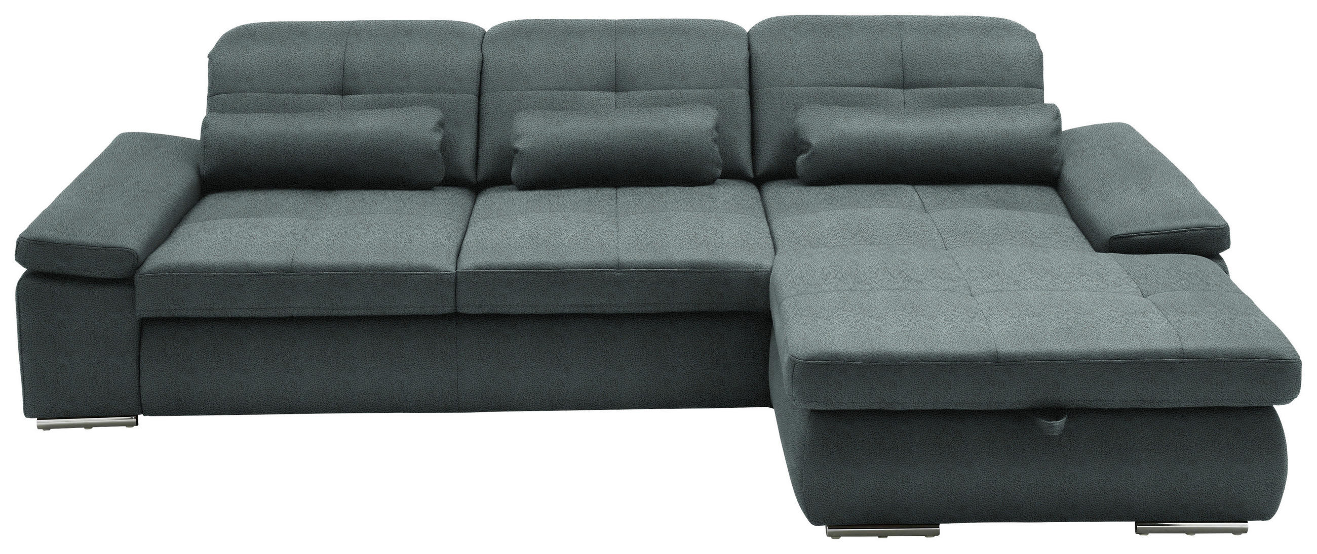 ECKSOFA  in Flachgewebe Blaugrau  309/195 cm  - Chromfarben/Blaugrau, Design, Textil (309/195cm) - Beldomo Style