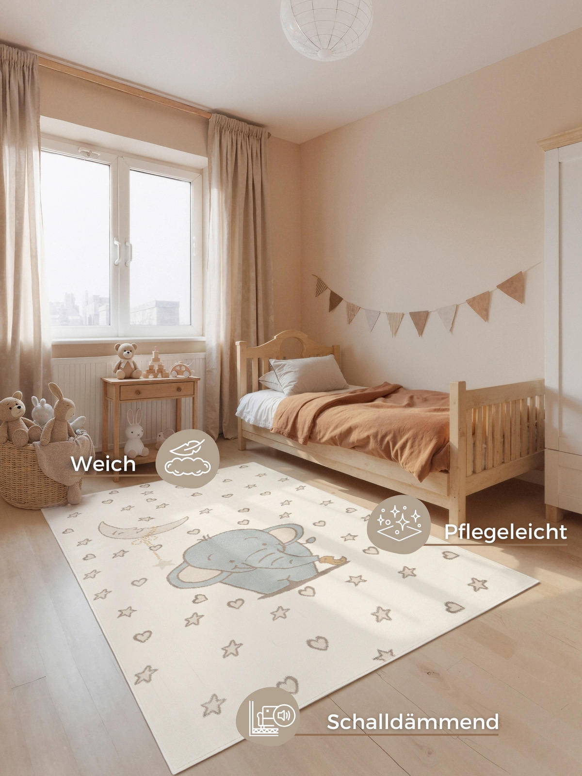 KINDERTEPPICH 120/170 cm Adventures Elefant  - Multicolor/Creme, Design, Kunststoff/Textil (120/170cm) - Hanse Home