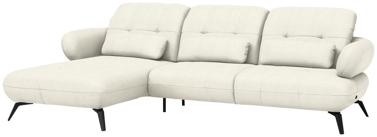 ECKSOFA Flachgewebe Naturfarben  - Schwarz/Naturfarben, Modern, Textil/Metall (180/282cm) - Novel